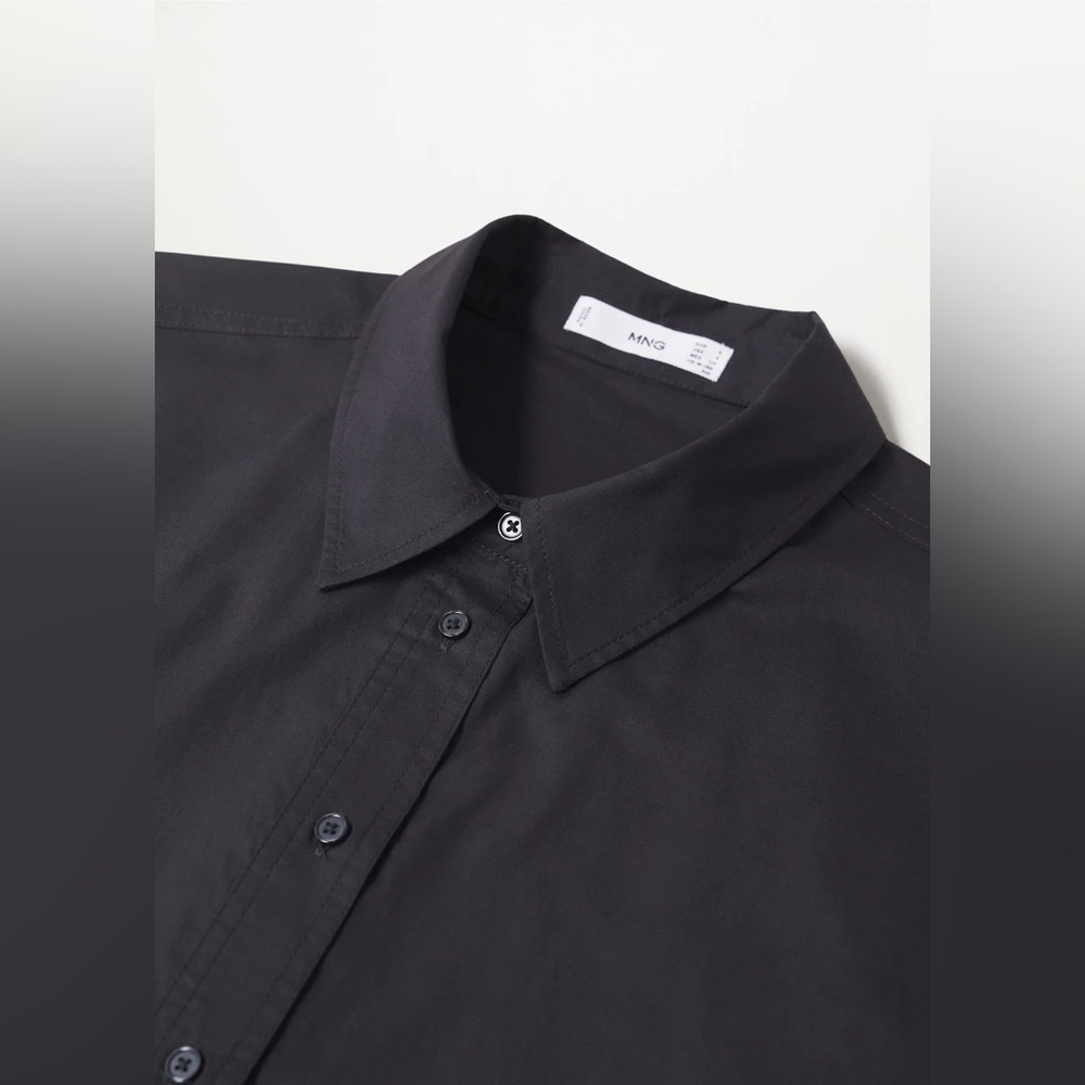 Mango Black Long Button-Down Shirt - image 6